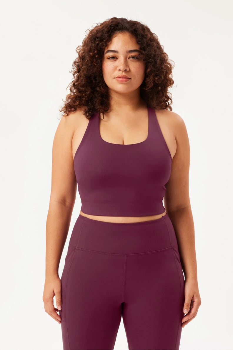 Prana purple open back athletic stretchy dress with built in bra