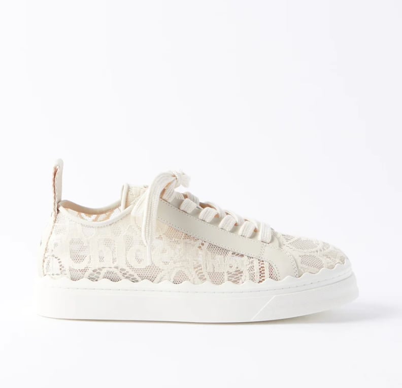Chloe Lauren Lace-Covered Leather Low-Top Trainers