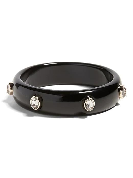 Black Resin & Stone Bangle