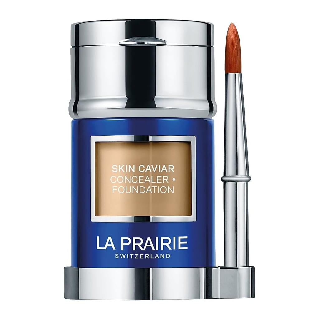 La Prairie Skin Caviar Concealer Foundation Sunscreen SPF 15 ($290)
If you like your base makeup to feel indulgent, this one delivers. From A-lister–loved beauty brand La Prairie, the two-in-one formula pairs a full-coverage concealer with a silky foundation that smooths, perfects, and protects with SPF 15. The stacked packaging houses the concealer in the cap and the foundation in the base, so both are always within easy reach.