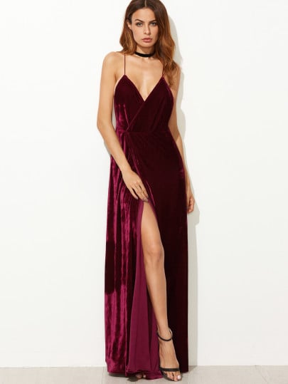 red velvet strappy dress