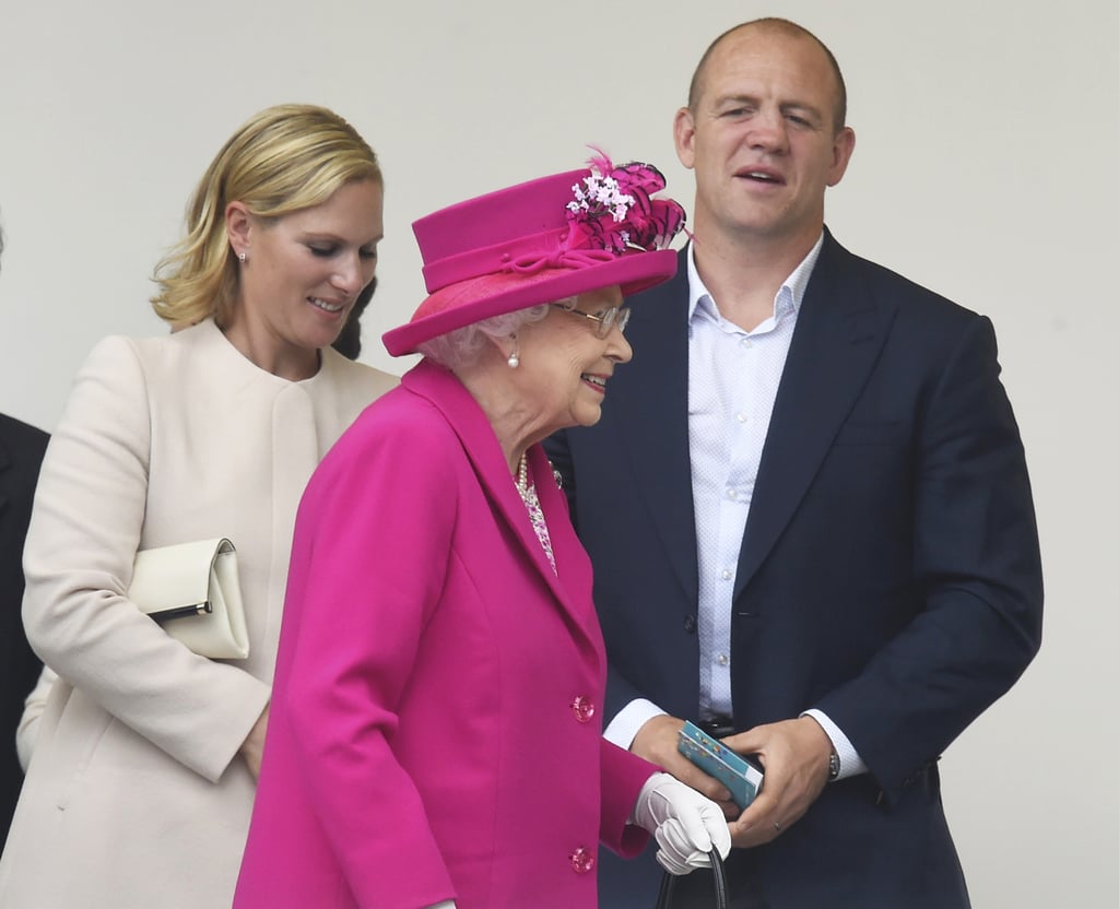 The queen attended a celebration for her 90th birthday with her granddaughter Zara and Zara's husband, Mike Tindall.