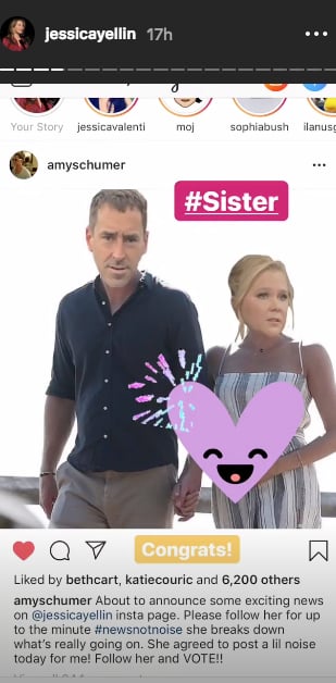 Jessica shared a screen grab of Amy's Photoshop masterpiece with the caption, "Congrats!"