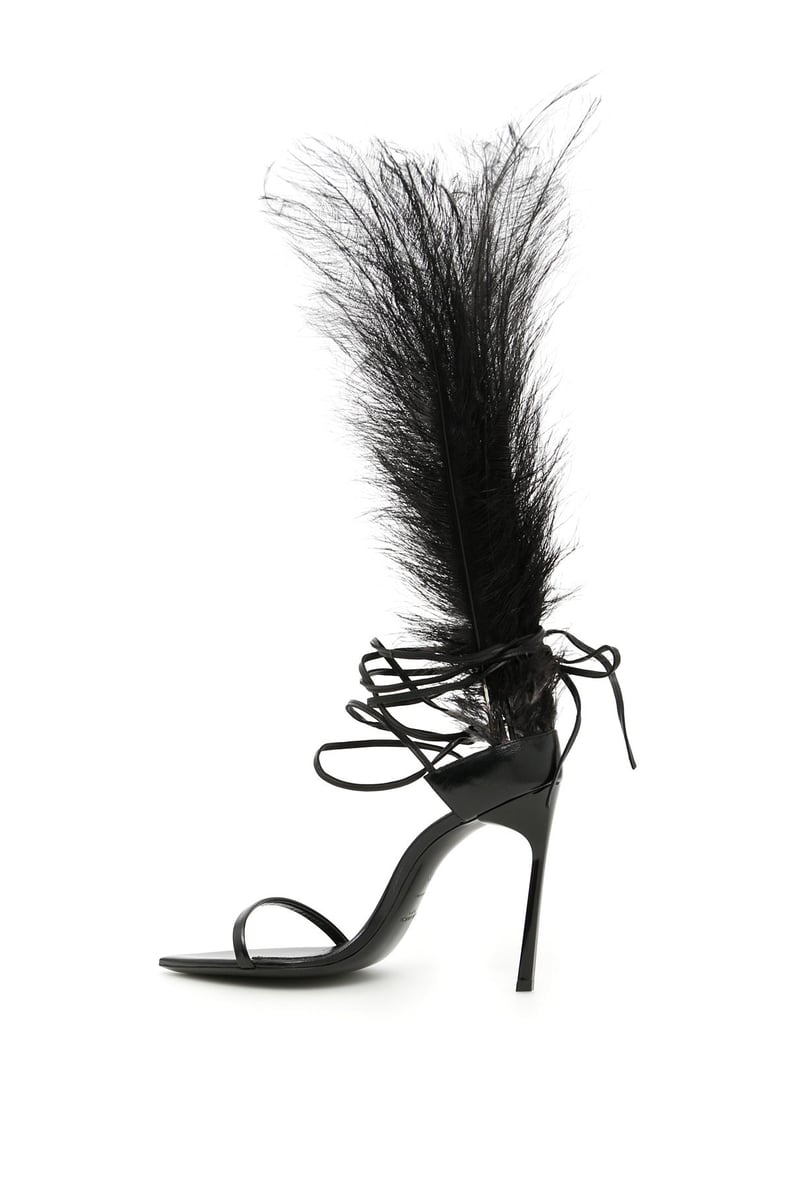 Saint Laurent Iris Sandals With Feathers