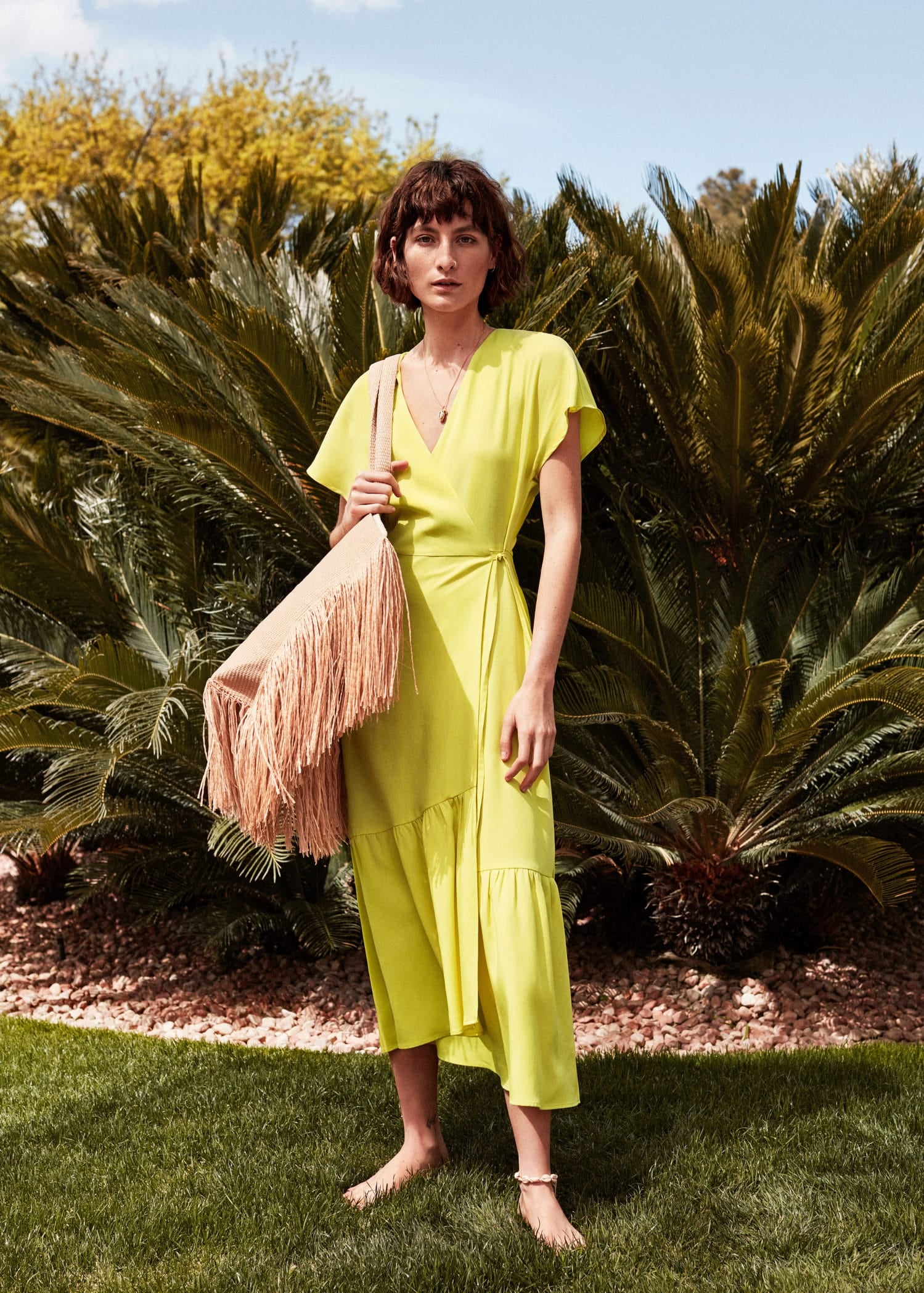 Mango yellow wrap top dress