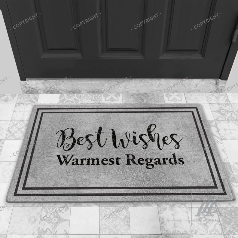 Best Wishes Warmest Regards Framed Designed Gray Door Mat