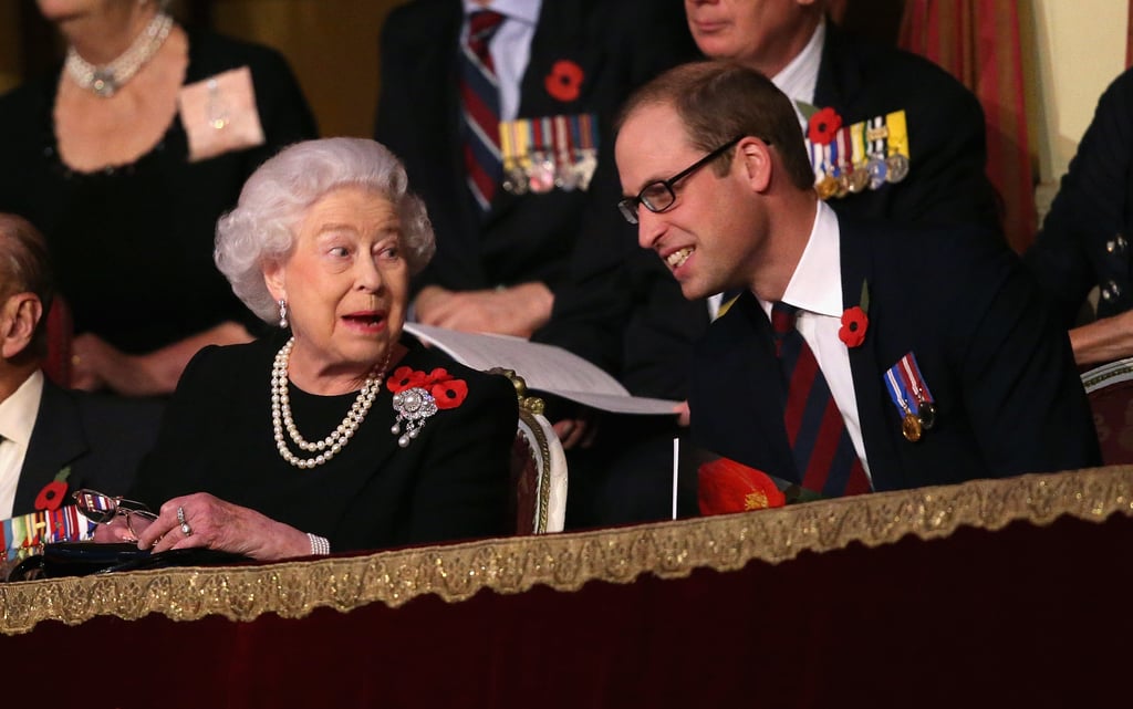 Queen Elizabeth II and Prince William share a laugh in 2015