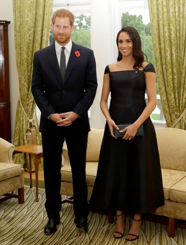 While in New Zealand, she stunned in a bespoke Gabriela Hearst midi dress when she and Prince Harry attended a reception at Government House, where she spoke at the podium to celebrate the 125th anniversary of women's suffrage in the country.