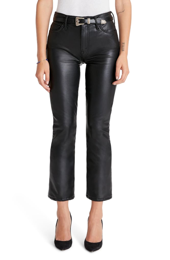 Mother The Insider High Waist Crop Bootcut Faux Leather Pants