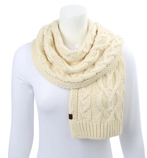 Cream Cable Knit Scarf