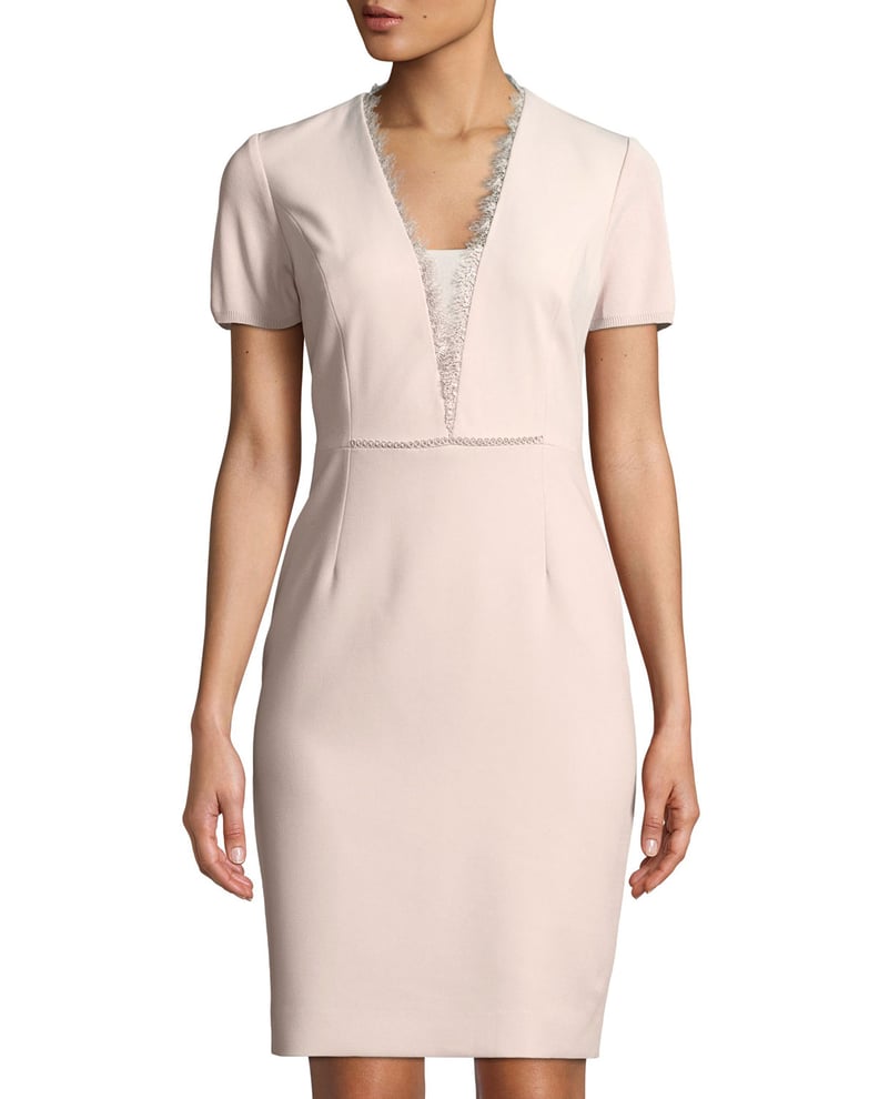 T Tahari Short-Sleeve Lace-Trim Sheath Dress