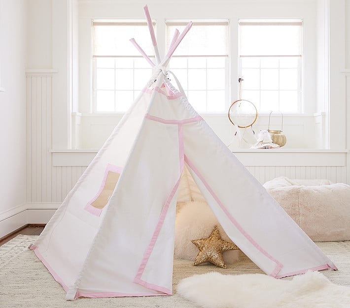 White With Pink Trim Mini Teepee