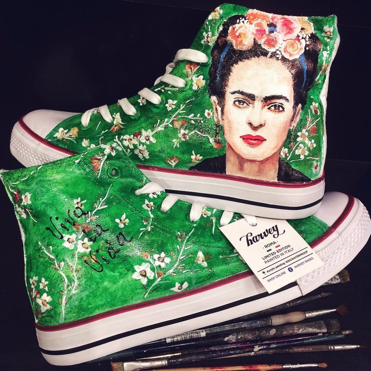 Frida Kahlo Hand-Painted Sneakers 