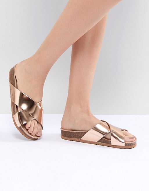 South Beach Rose Gold Cross Over Sliders