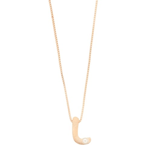 14k Rose Gold Over Silver Freshwater Cultured Pearl Initial Pendant