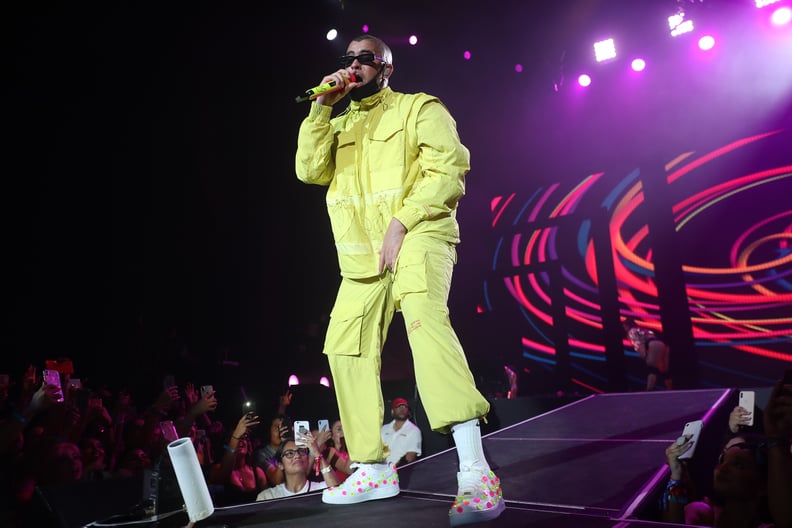DALLAS, TX - AUGUST 08: Puerto Rican singer Bad Bunny performs on stage during the Uforia Latino Mix Live: Dallas at Dos Equis Pavilion on August 8, 2019 in Dallas, Texas.  (Photo by Omar Vega/Getty Images)