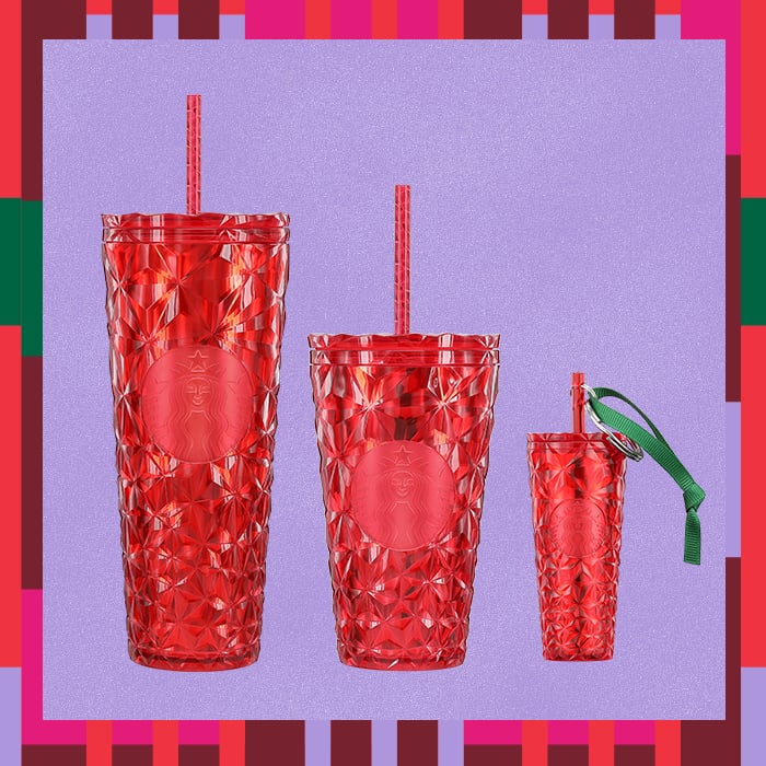 Starbucks Holiday Poinsettia Red Prism Cold Cups and Ornament