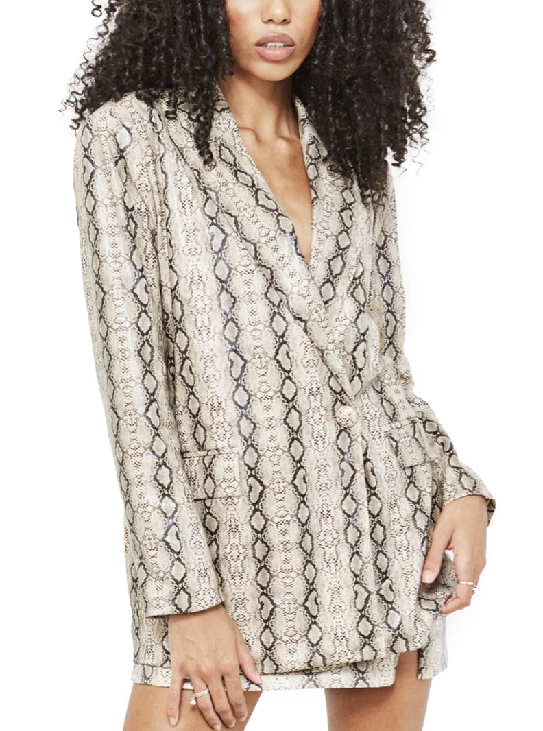 4th & Reckless Camille Snakeskin Print Faux Leather Blazer