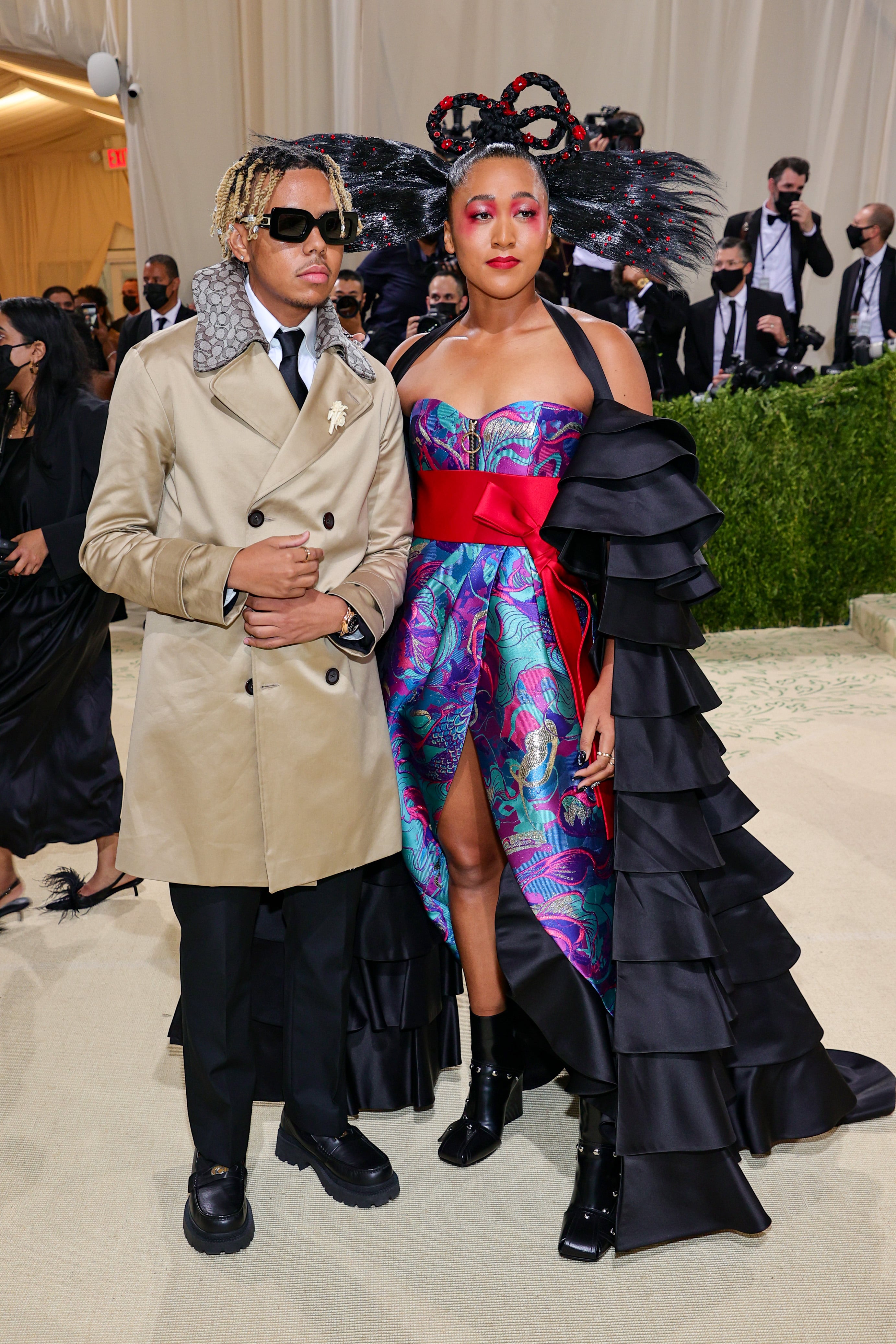Naomi Osaka attends first Met Gala with boyfriend Cordae in custom Louis  Vuitton dress