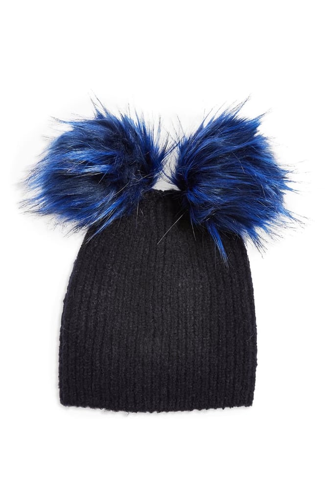 Topshop Faux Fur Double Pompom Beanie