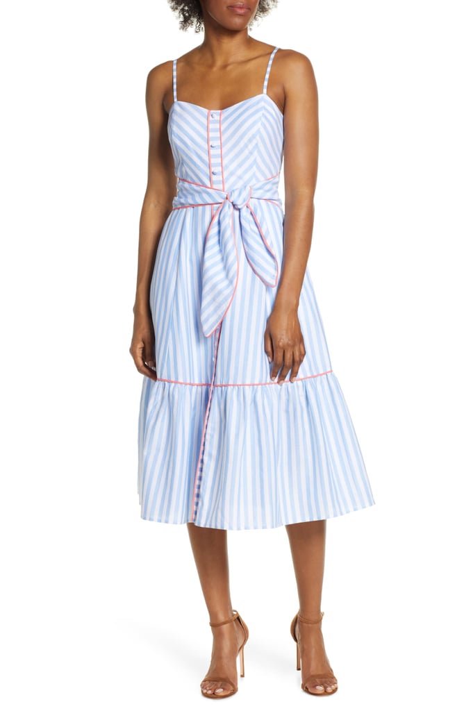 Eliza J Stripe Piped Cotton Sundress