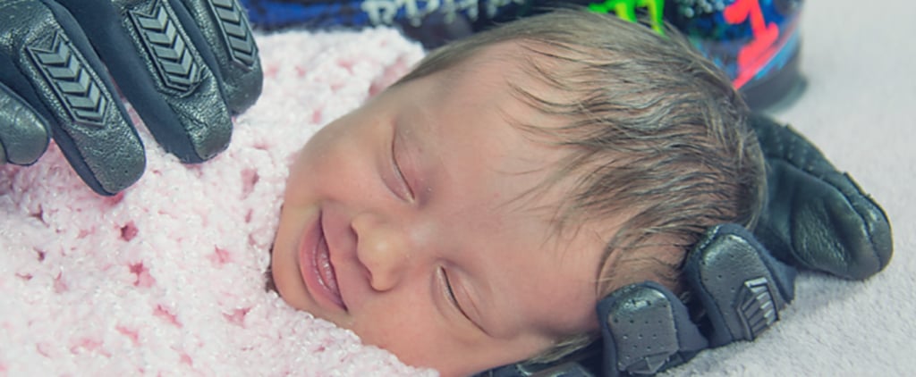 Baby Smiles in Photo With Late Dad's Motorcycle Gloves
