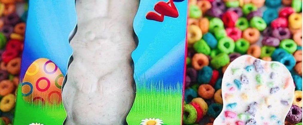 This White Chocolate Bunny Is Packed With Froot Loop Pieces