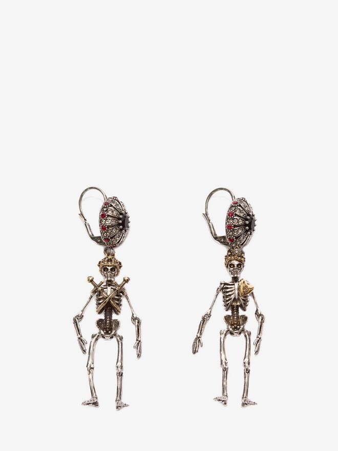 Alexander McQueen "Queen and King" Skeleton Earrings