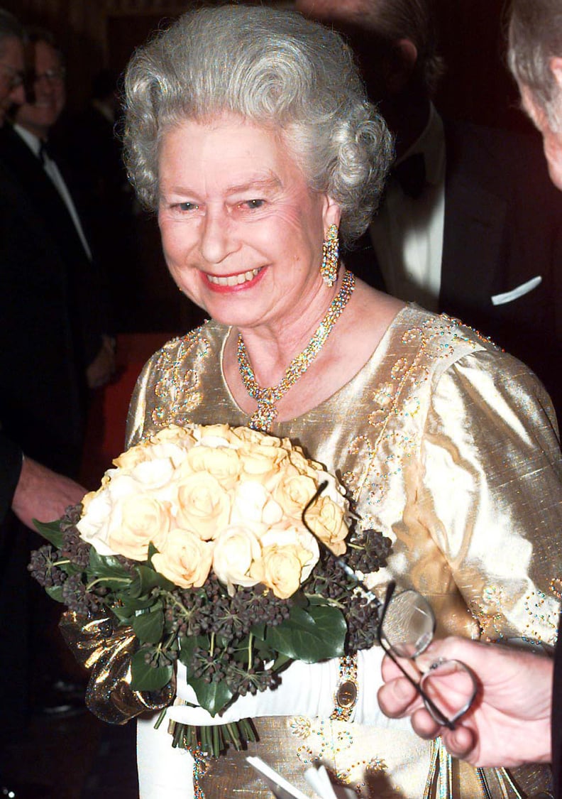 Queen Elizabeth II celebrates her golden wedding anniversary in 1997.