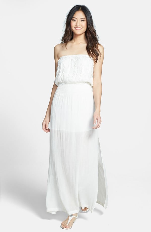 white strapless maxi