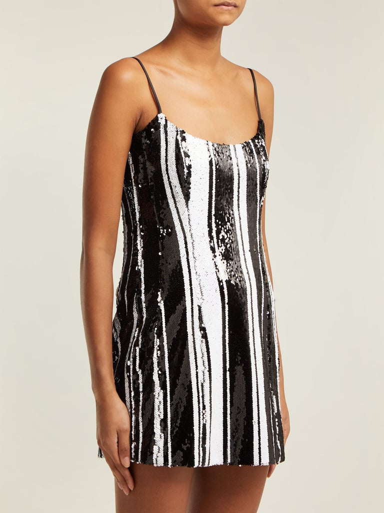 Halpern Striped Sequin Minidress