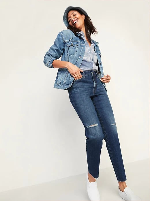 Jeans Old Navy High-Waisted O.G. Straight Ripped Cut-Off Ankle para Mujer