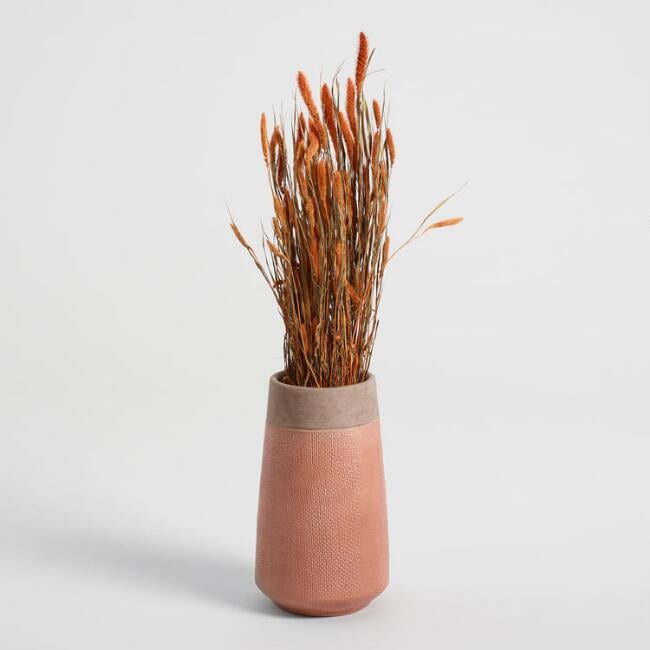 Tall Burnt Coral Textured Ceramic Vase