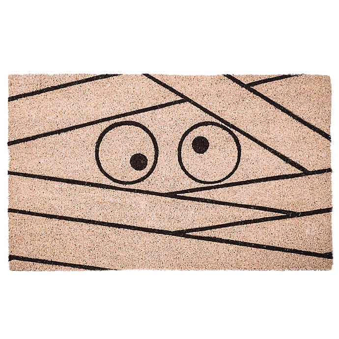 Entryways Mummy Coir Door Mat in White/Black Best Bed Bath and Beyond