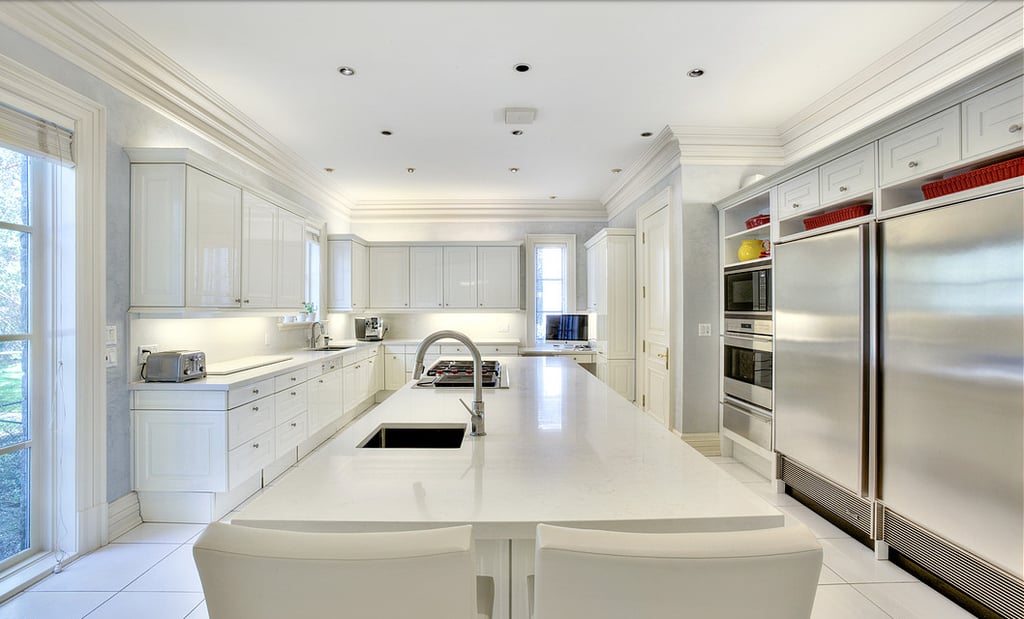 The openconcept kitchen is complete with luxurious details, like