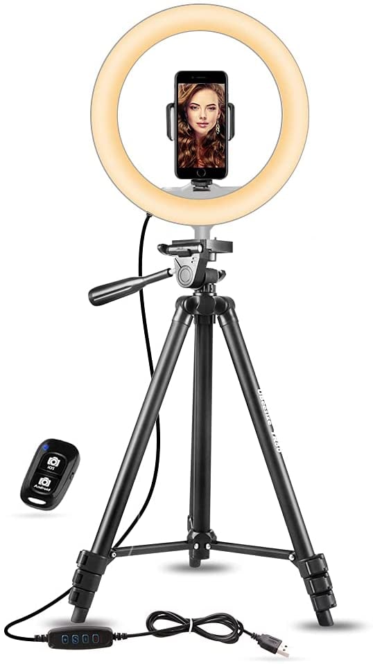 UBeesize 10" Selfie Ring Light with 50" Extendable Tripod Stand & Phone Holder