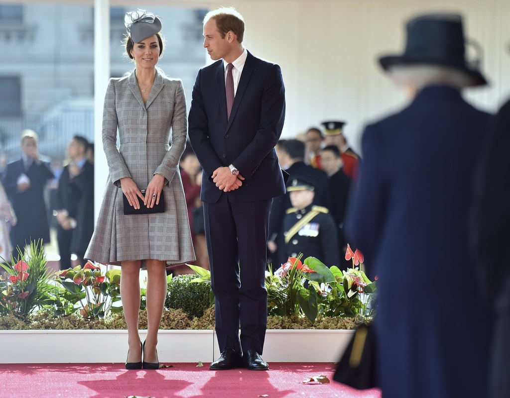 Kate made her first pregnant appearance during her second pregnancy on Oct. 21, 2014, when she joined the royal family to welcome the president of Singapore to London.