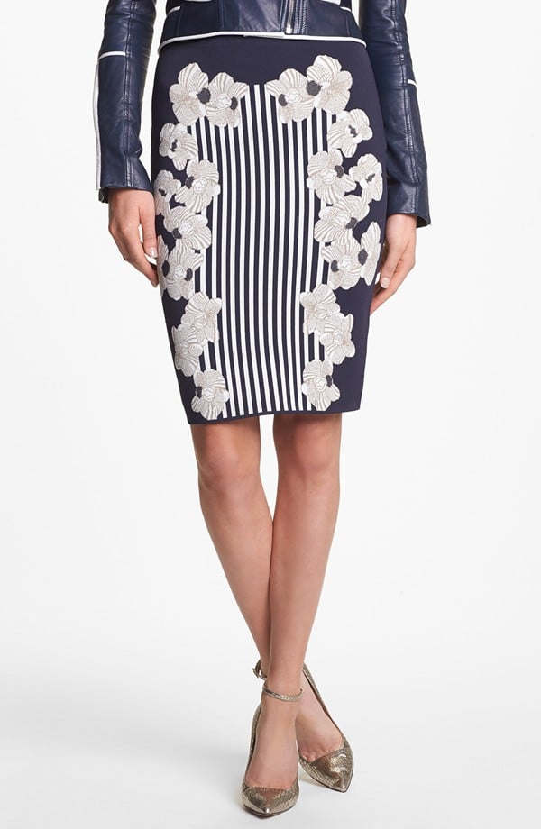 Diane von Furstenberg Kacee Stripe and Floral Print Pencil Skirt
