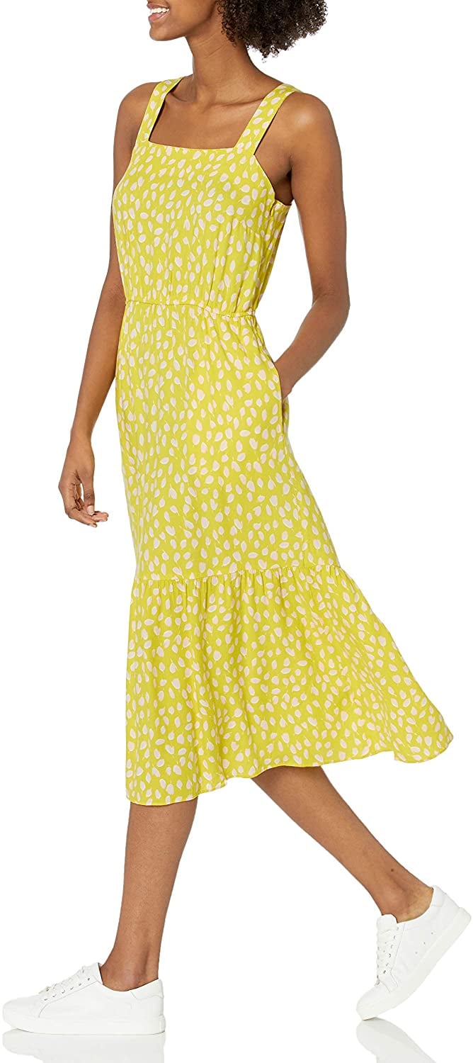 For a Bright Pop of Yellow: Amazon Essentials Fluid Twill Tiered Midi Summer Dress