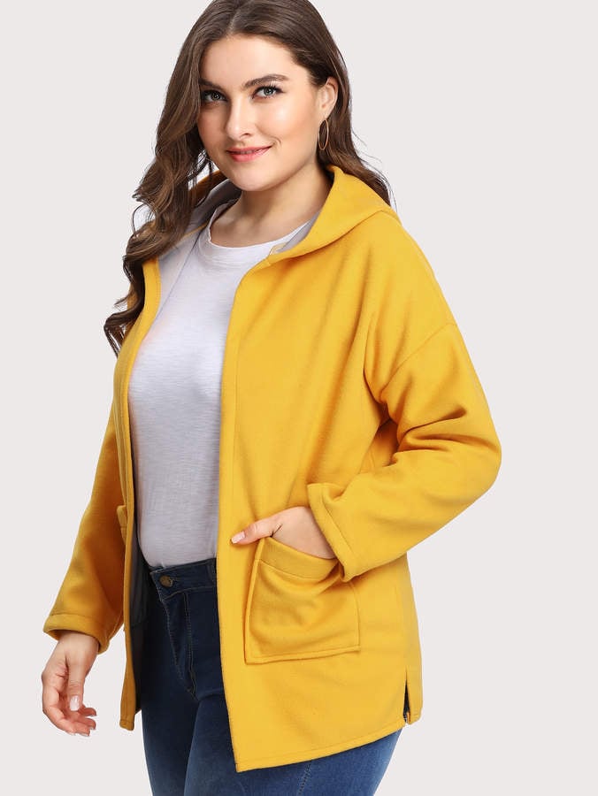 Romwe Contrast Lining Drop Shoulder Hooded Coat