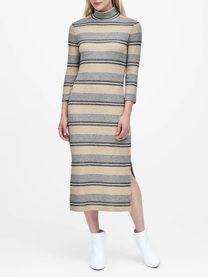 Stripe Luxespun Turtleneck Dress