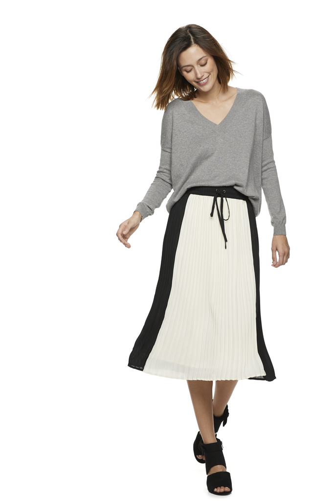 Colourblock Pleated Skirt