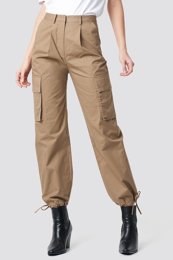 NA-KD Cargo Wide Leg Pants Beige | Kendall Jenner Cargo Pants and White ...