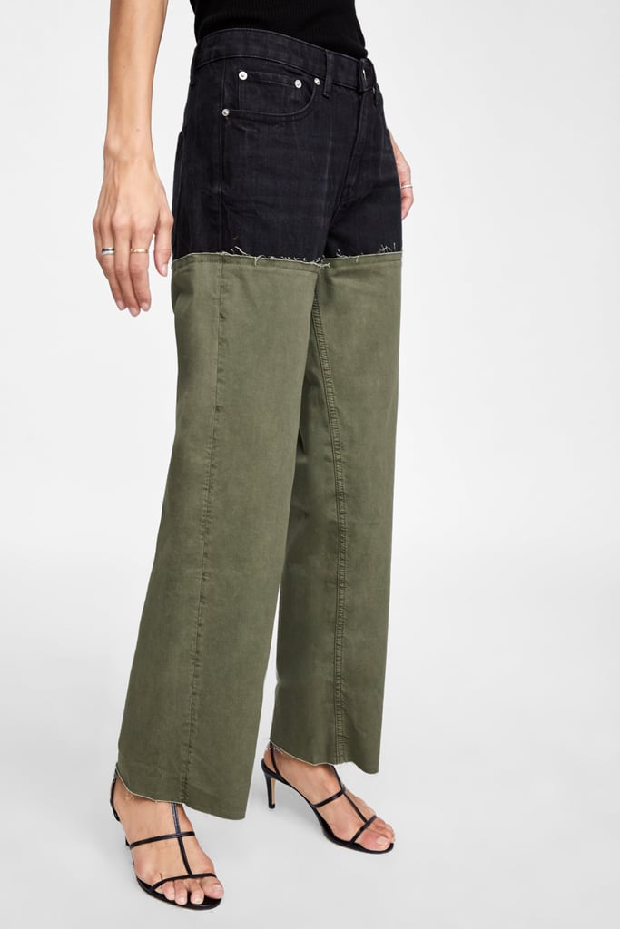 Zara Premium Wide-Leg Jeans in Black and Green | Denim Trends 2019 | POPSUGAR Fashion Photo 24