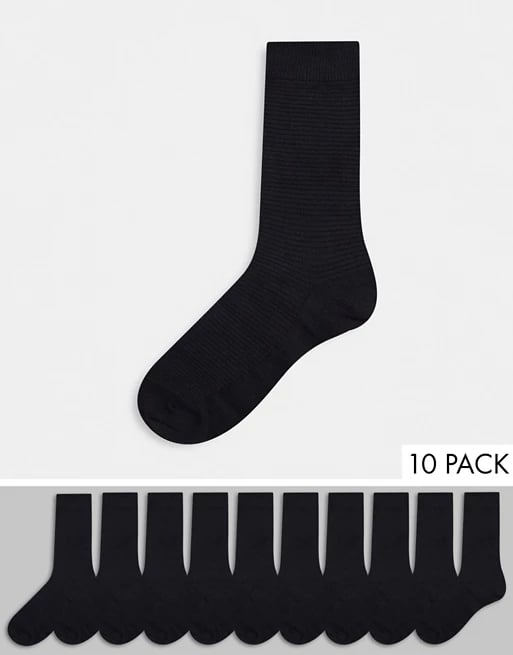 Selected Homme 10 Pack Ankle Socks in Black ($56)