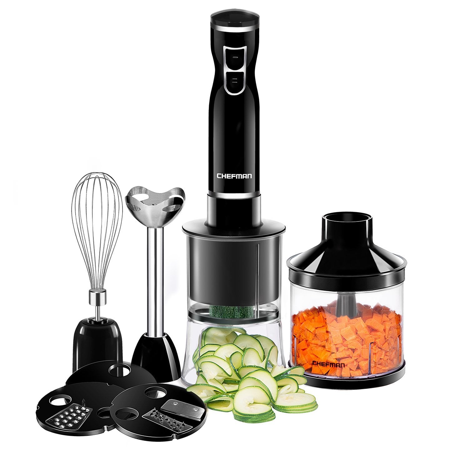 Chefman Immersion Blender 300-Watt Turbo 12 Speed Stick Hand Blender, Black