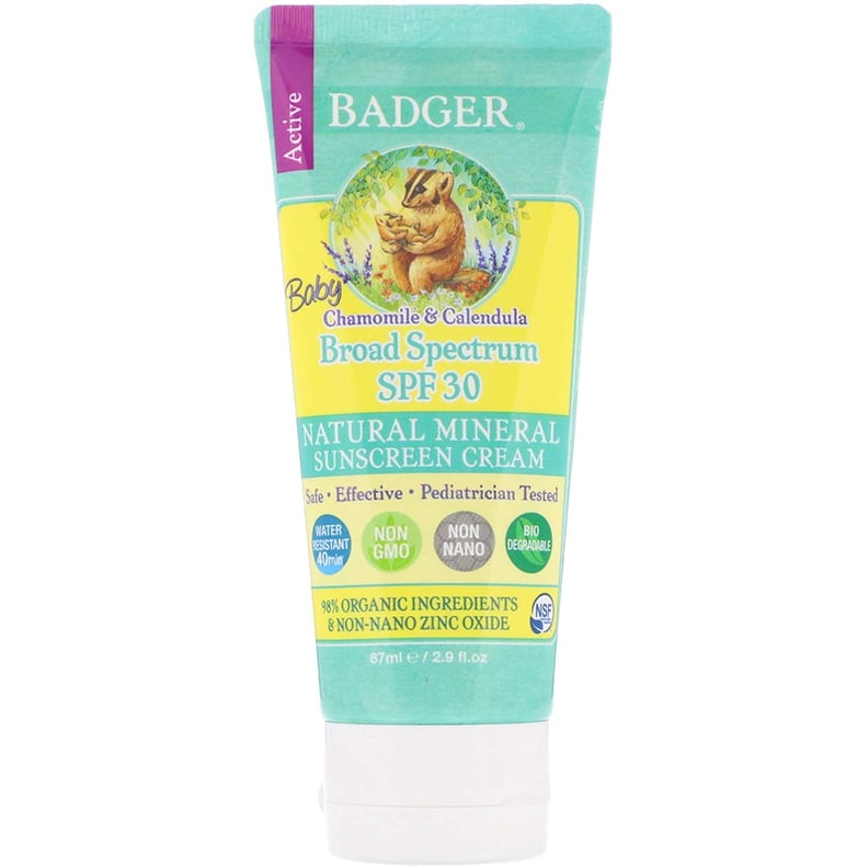 Badger Active Baby Natural Mineral Sunscreen Cream, Chamomile & Calendula, SPF 30