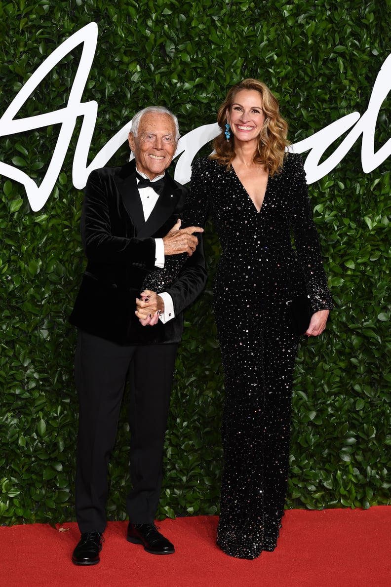 Giorgio Armani and Julia Roberts at the British Fashion Awards 2019