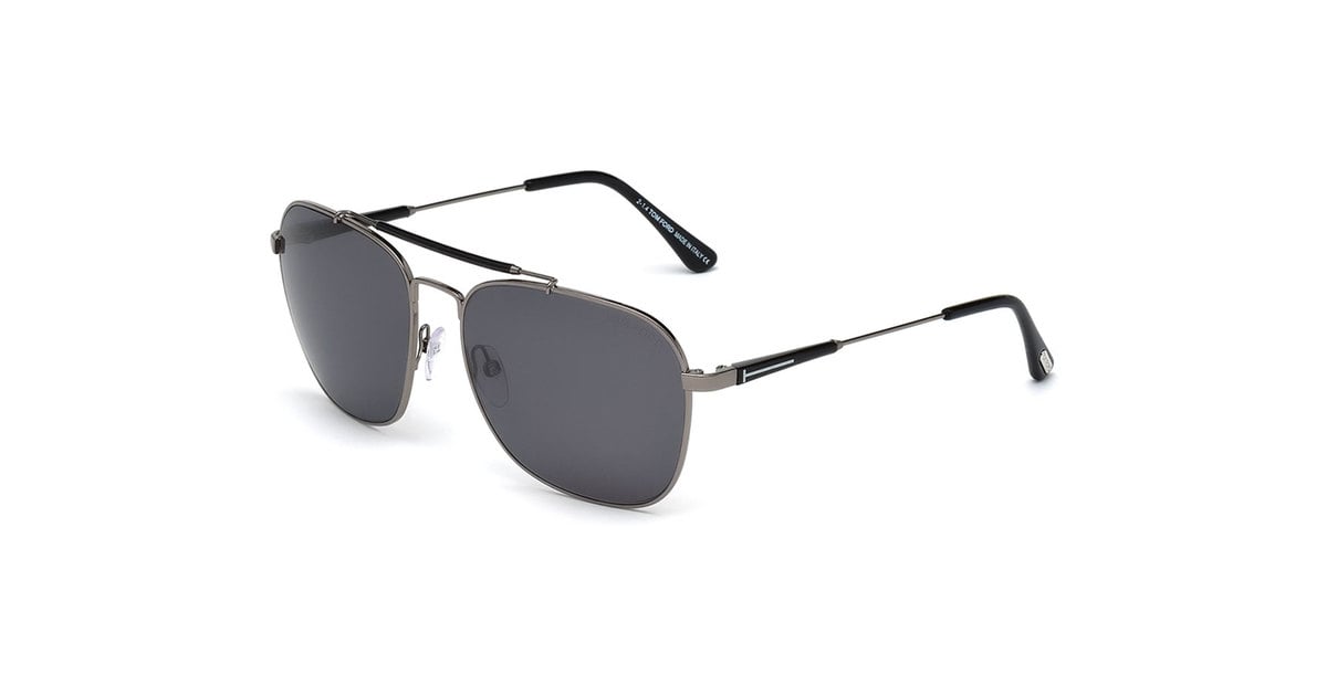 Tom Ford Edward Polarized Square Aviator Sunglasses, Black/Gunmetal ...