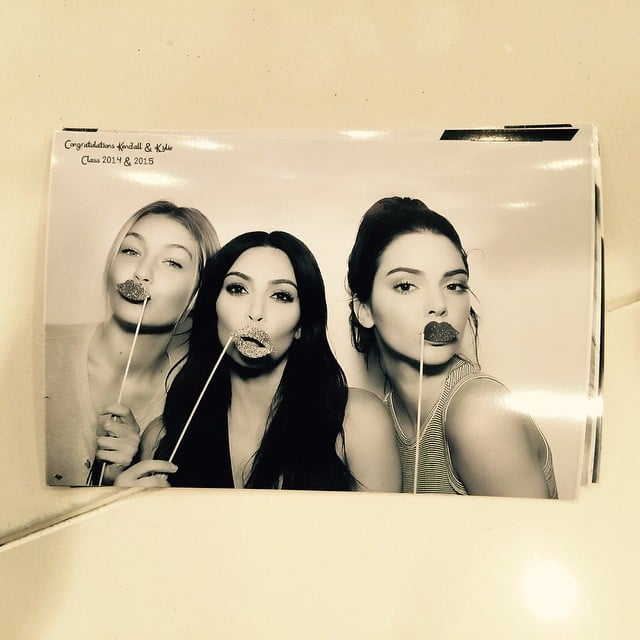 Gigi also posed with Kim and Kendall, captioning her pic "better to celebrate late than never," since Kendall technically graduated in 2014.